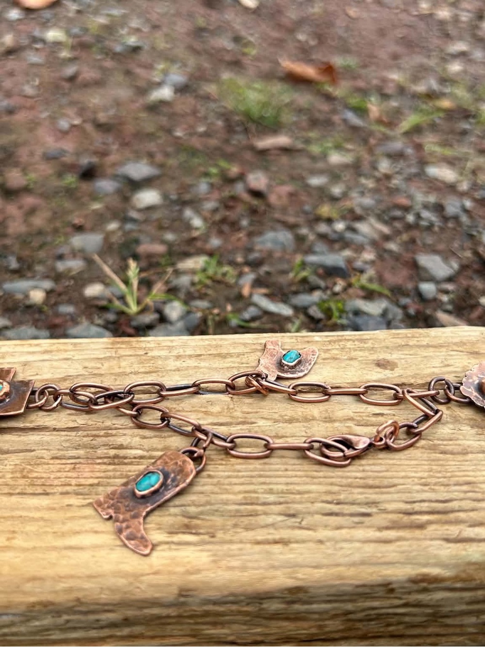 Turquoise Accent Copper Charm Bracelet for Women